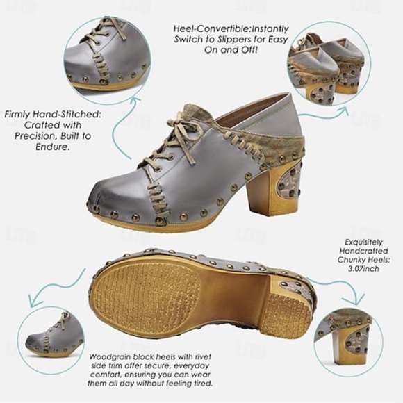 SOFFIA ARTSY STUDDED PATCHWORK LEATHER SHOOTIE NWOT SIZE 6.5 - Picture 8 of 8